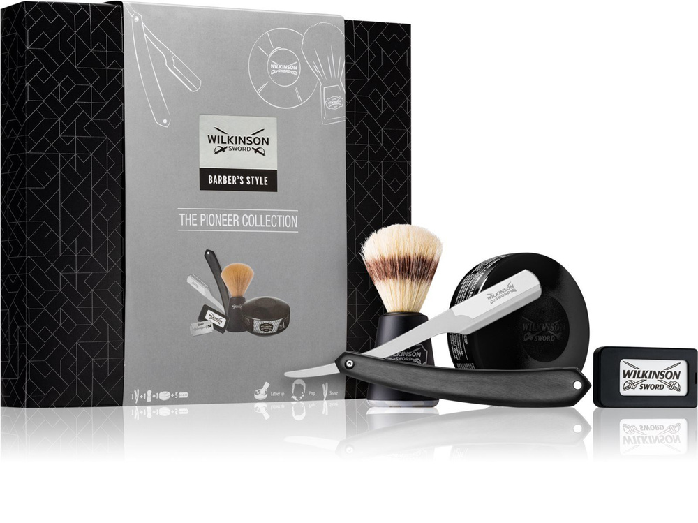 Wilkinson Sword BARBER'S STYLE Pioneer Collection / Опасная бритва ( шаветка) с 5 лезвиями + мыло + помазок, #1