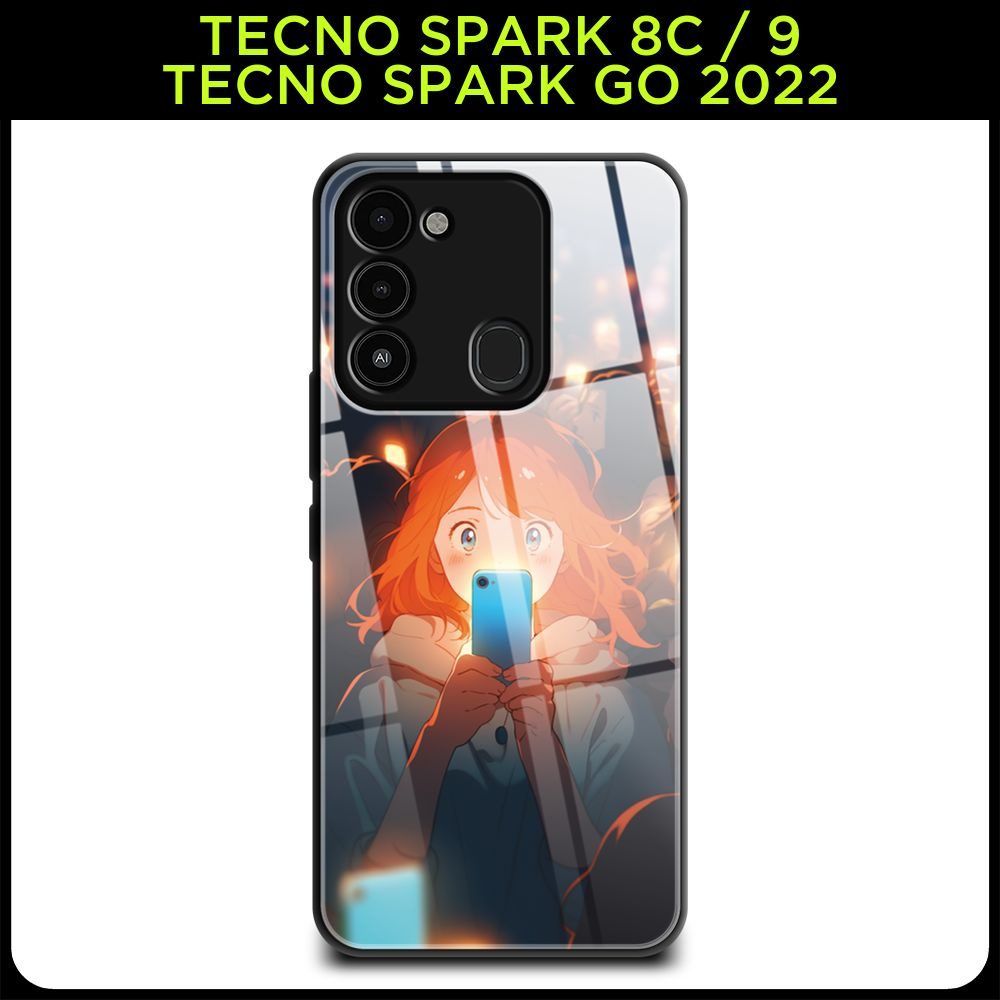 Стеклянный чехол на Tecno Spark Go 2022/8С/9 / Текно Спарк Гоу 2022/8С/9 с принтом аниме "Та самая"  #1