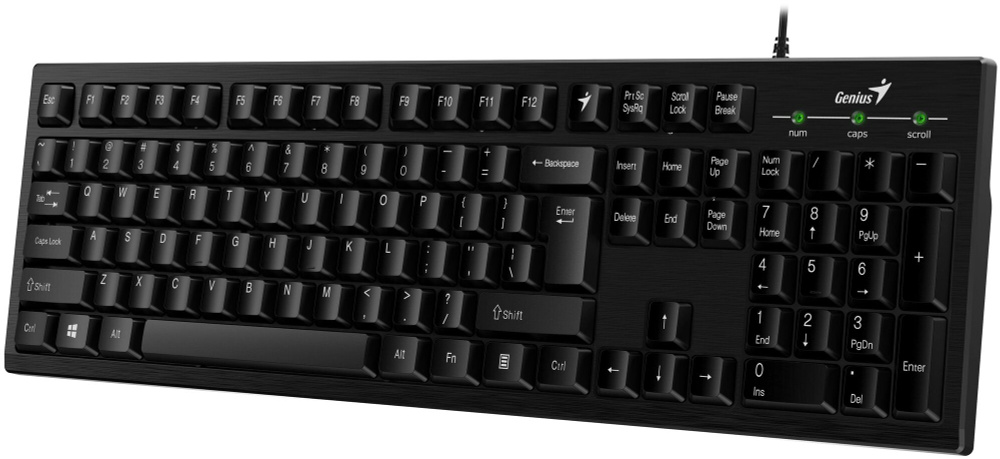 Мембранная малошумная "умная" проводная USB клавиатура GENIUS Smart KB-101 Only Laser Black / черный, #1