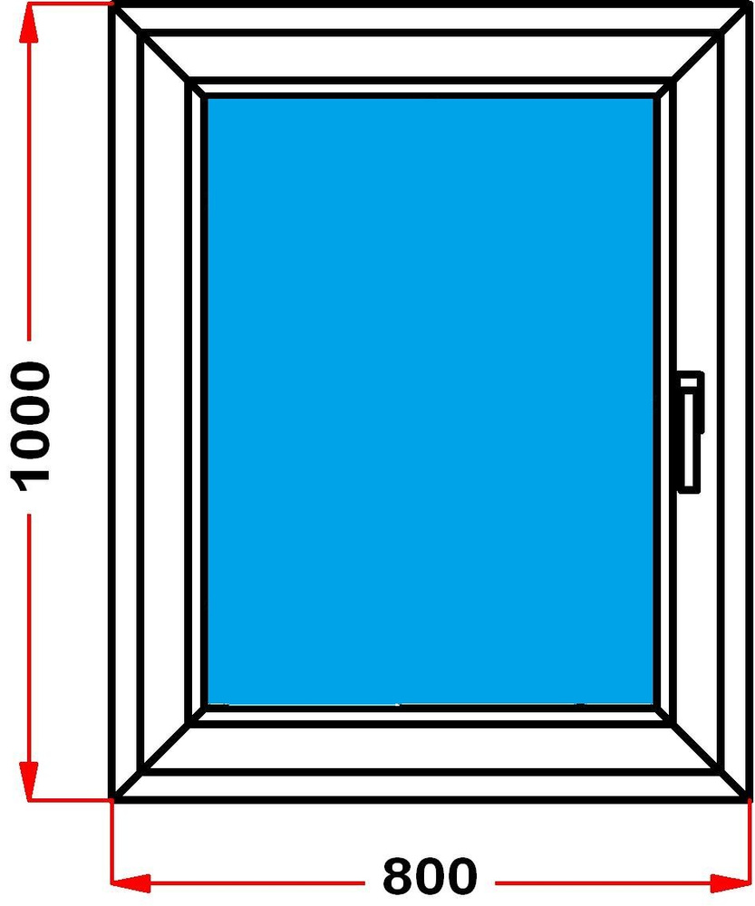Окно пластиковое, профиль 70 мм (1000 x 800) , с поворотно-откидной створкой, стеклопакет 3 стекла, левое #1