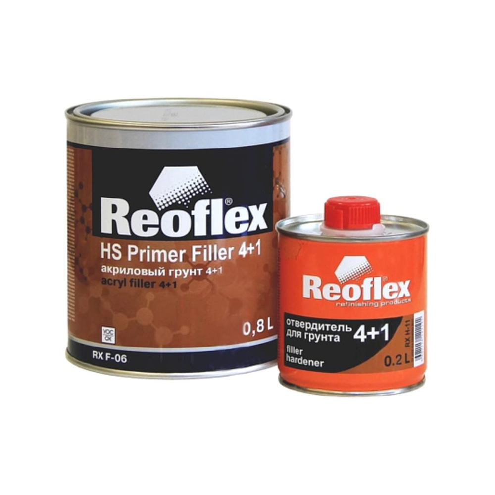 REOFLEX RX F-06 4+1 HS Primer Filler Автомобильный акриловый грунт выравниватель (черный) в банке 0,8 #1