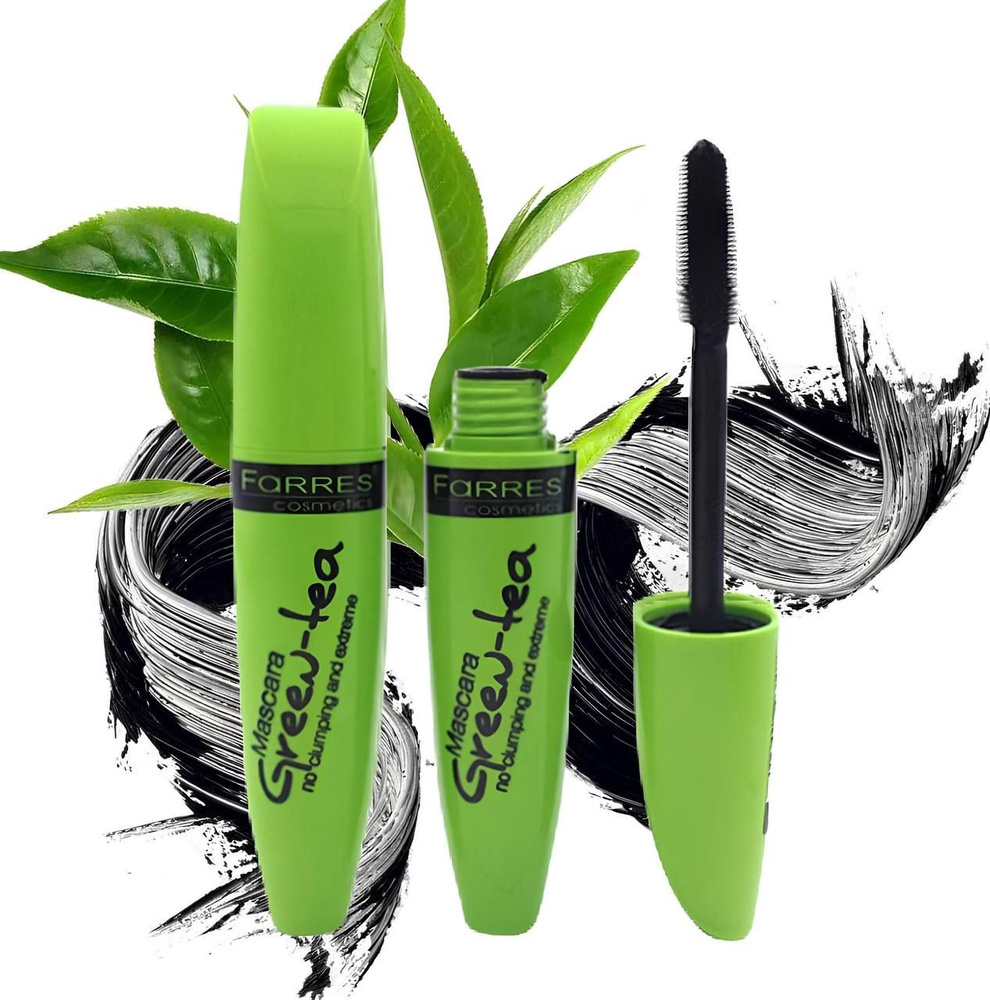 Тушь для ресниц с коллагеном и зеленым чаем FARRES GREEN TEA MASCARA  #1