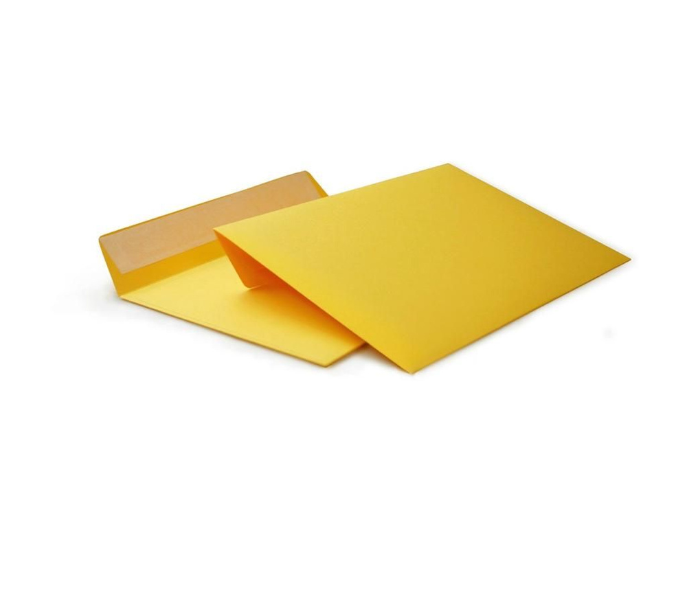 Конверт цветной 160х160 мм желтый (25 штук в упаковке) #1