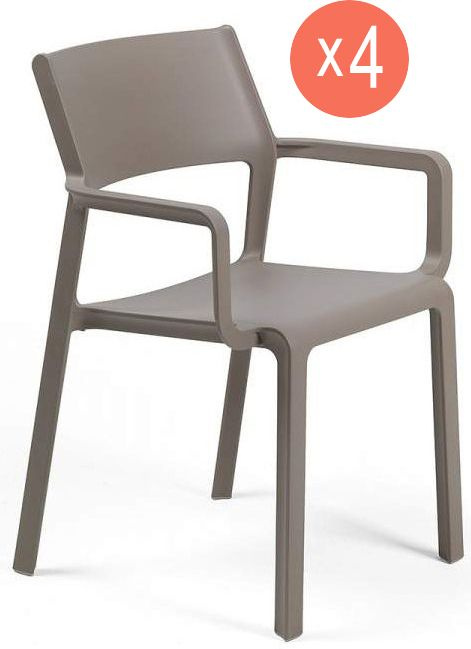 Комплект стульев садовых, дачных, уличных, обеденных, пластиковых Trill Armchair Set 4, 4 шт., цвет тортора, #1