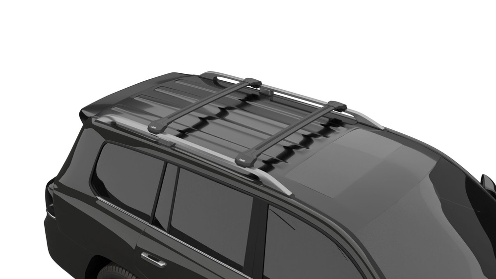 Багажник на рейлинги для Toyota Highlander II (U40) (2007-2013) LUX CONDOR, с замком, черный, арт.606961+607081 #1
