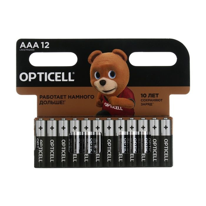 Батарейка алкалиновая Opticell, AAA, LR03-12BL, 1.5В, блистер, 12 штук в упаковке  #1