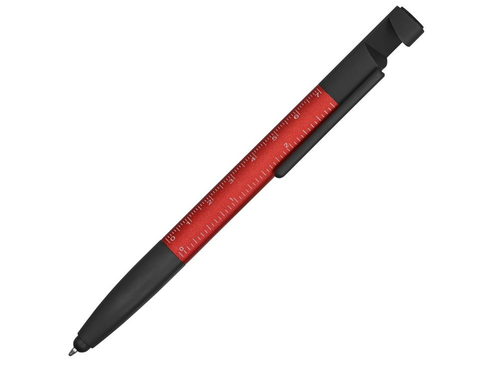 Ручка-стилус металлическая шариковая многофункциональная (6 функций) Multy, красный  #1
