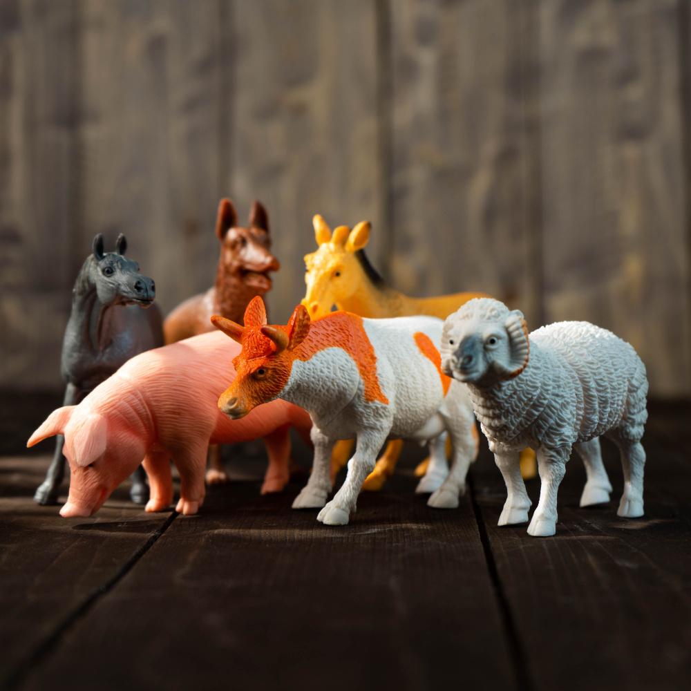 Детский игровой набор фигурок "Фермерское хозяйство" / домашние животные / 6 фигурок  #1
