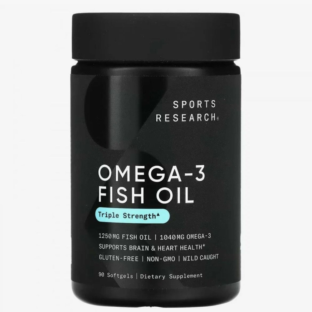 Sports Research, Omega 3 Fish Oil, Рыбий жир с омега-3, тройной силы, 90 мягких таблеток  #1