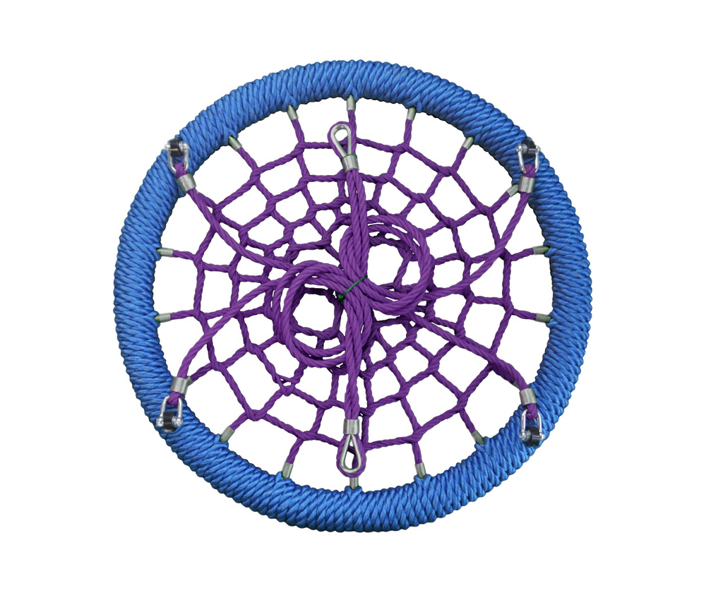 Садовые качели гнездо ЗАКАЧАЙСЯ АНТИВАНДАЛЬНЫЕ диаметр 100 см цвет обода Синий цвет сети Фиолетовый толщина #1