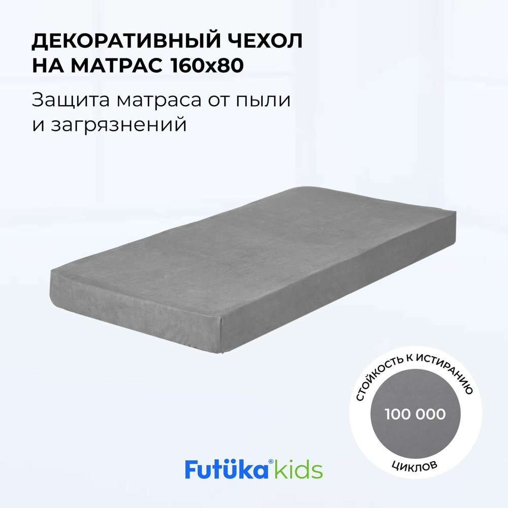 Чехол для матраса на диван-кровать Teddy из ткани тедди 160x80 серый (316), Futuka kids  #1