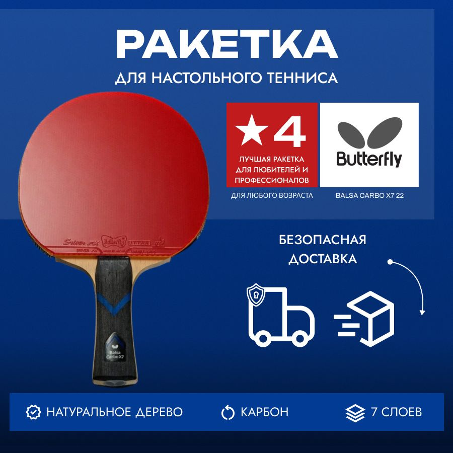 Ракетка для настольного тенниса Butterfly BalsaCarbo X7 22 Sriver FX - FL  #1