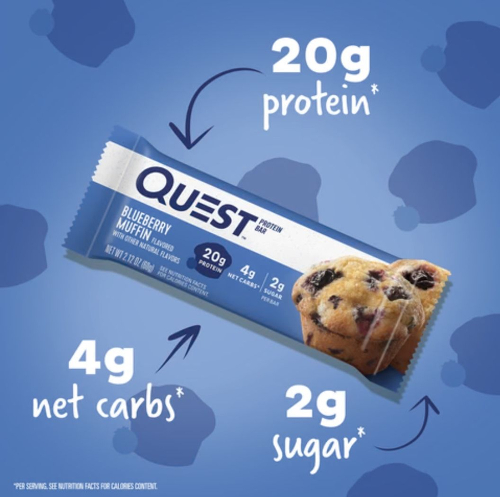 Протеиновый батончик Quest Protein Bar Blueberry Muffin 60 грамм. #1