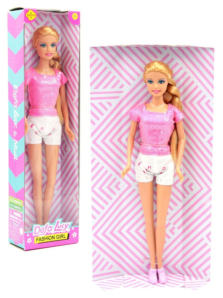 Кукла гнущаяся Fashion girl 29 см розово-белый костюм Defa Lucy, DF8443-KR1  #1