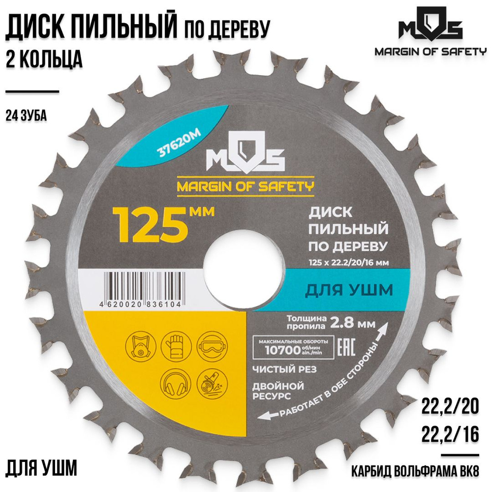 MOS MARGIN OF SAFETY Диск пильный 125 x 2.8 x 22.23, 20, 16; 24  зуб. #1