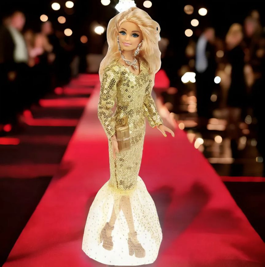 Кукла для девочек как Барби модница София в золотом платье с сумочкой и аксессуарами Шарнирная 29 см #1