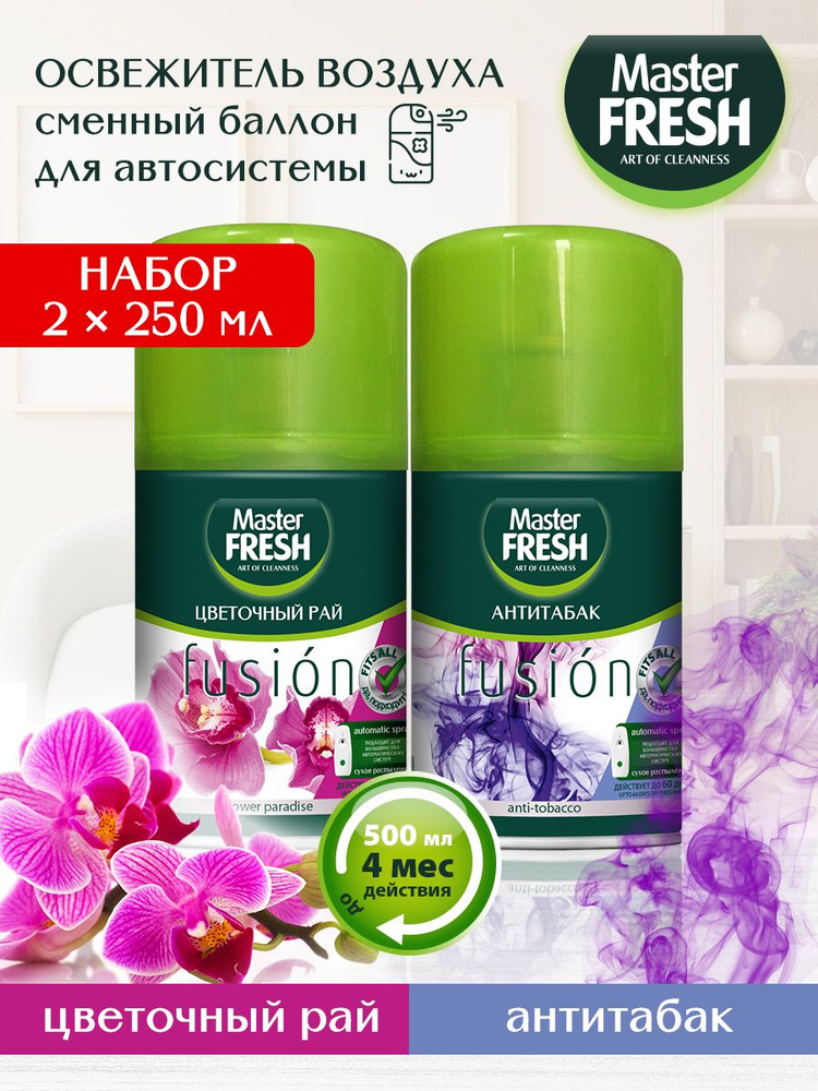 Набор освежителей воздуха Master FRESH 250мл FUSION Антитабак+Цветочный рай  #1