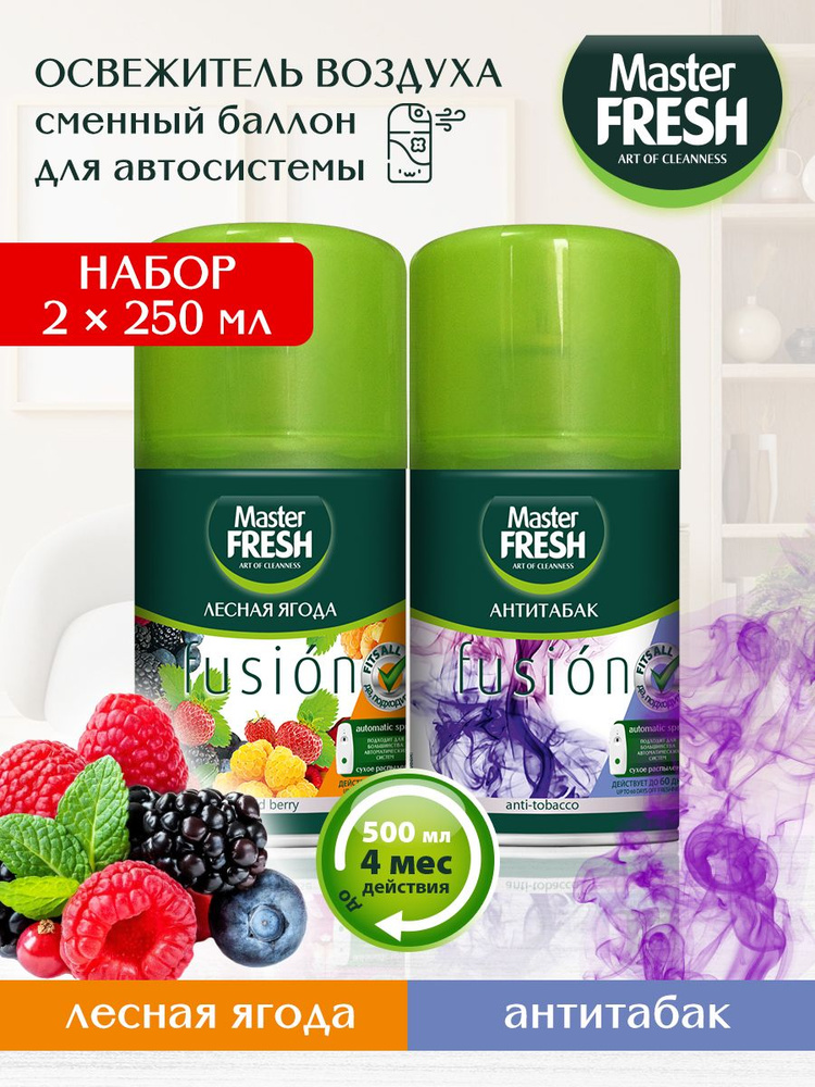 Набор освежителей воздуха Master FRESH 250мл FUSION Антитабак+Лесная ягода  #1