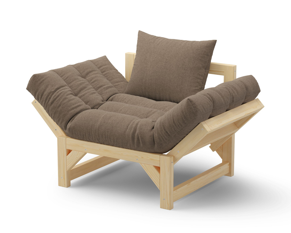 Кресло трансформер, на деревянном каркасе, коричневый #1
