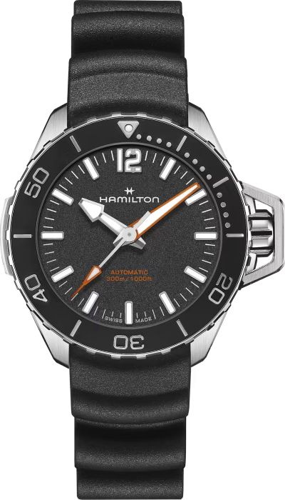 Швейцарские механические наручные мужские часы Hamilton Khaki Navy H77455330 на браслете из каучука, #1
