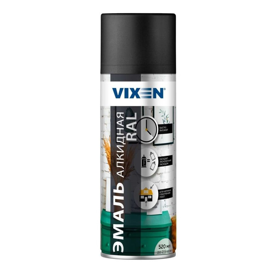 Краска Vixen VX10905 черная матовая 520мл #1