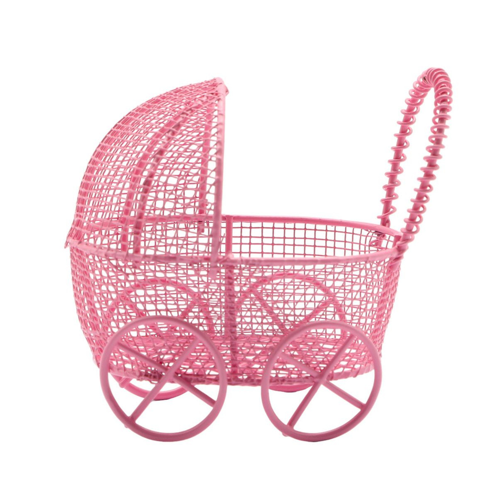 Металлическая колясочка, 7*7 см, цвет розовый, Айрис #1