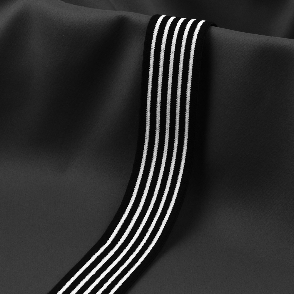 Резинка тканая "Полоски", мягкая, 40 мм, 4,5 м, цвет чёрный/белый  #1