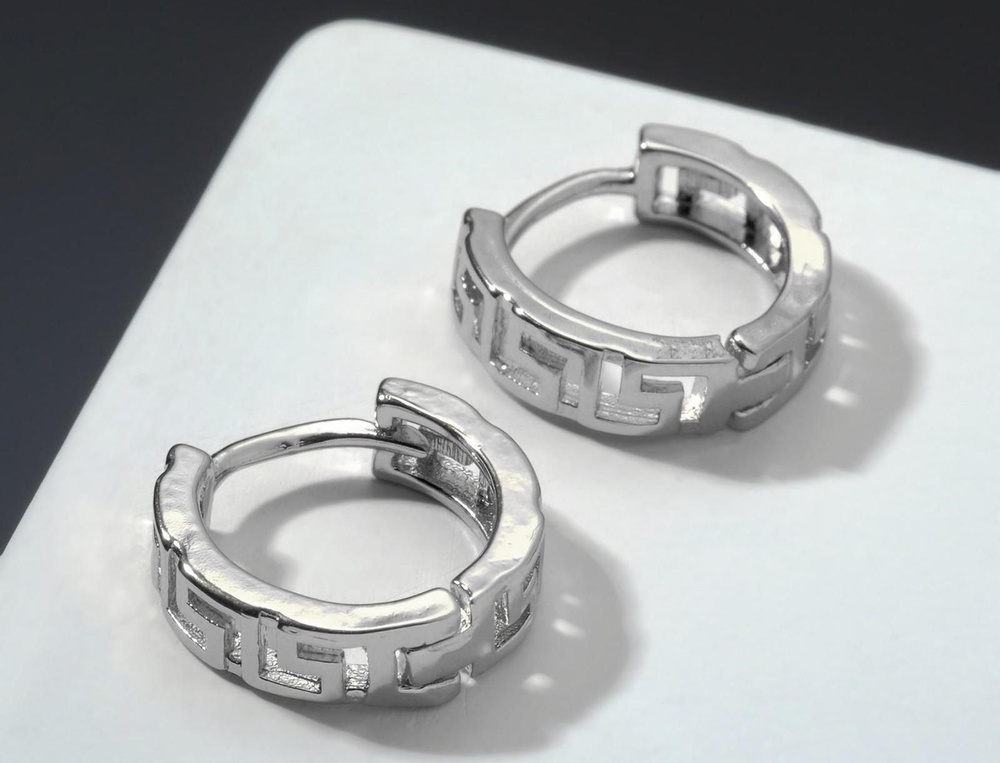 Серьги-кольца Рисунок контур, цвет серебро, d 1,5 #1