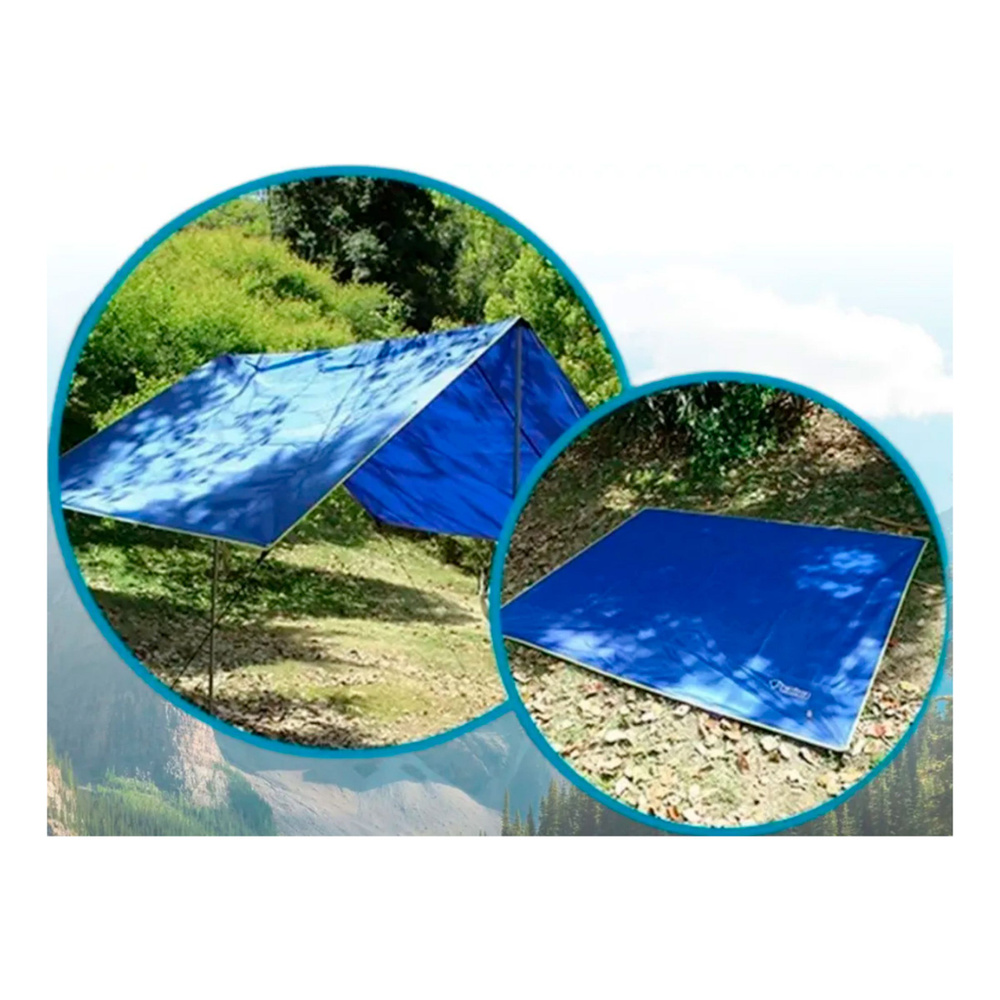 Многофункциональный водонепроницаемый туристический тент с ковриком 180х220 см синий  #1