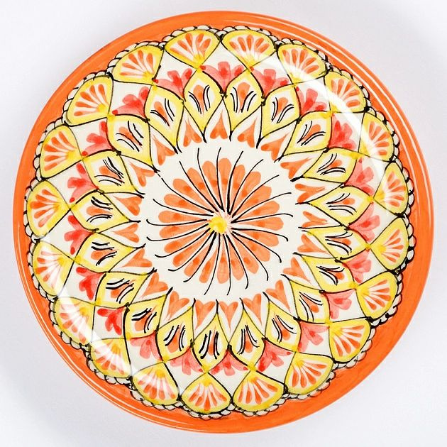 Блюдо Ляган, 1 шт, Керамика оранжевый, диаметр 19 см #1