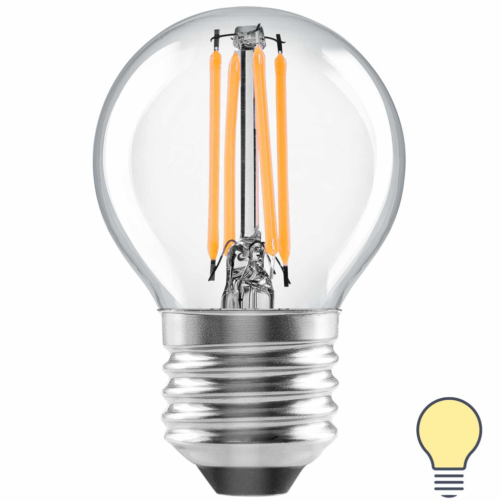Lexman Лампочка Лампа светодиодная E27 220-240 В 6 Вт шар прозрачная 750 лм теплый белый свет, E27, 1 #1