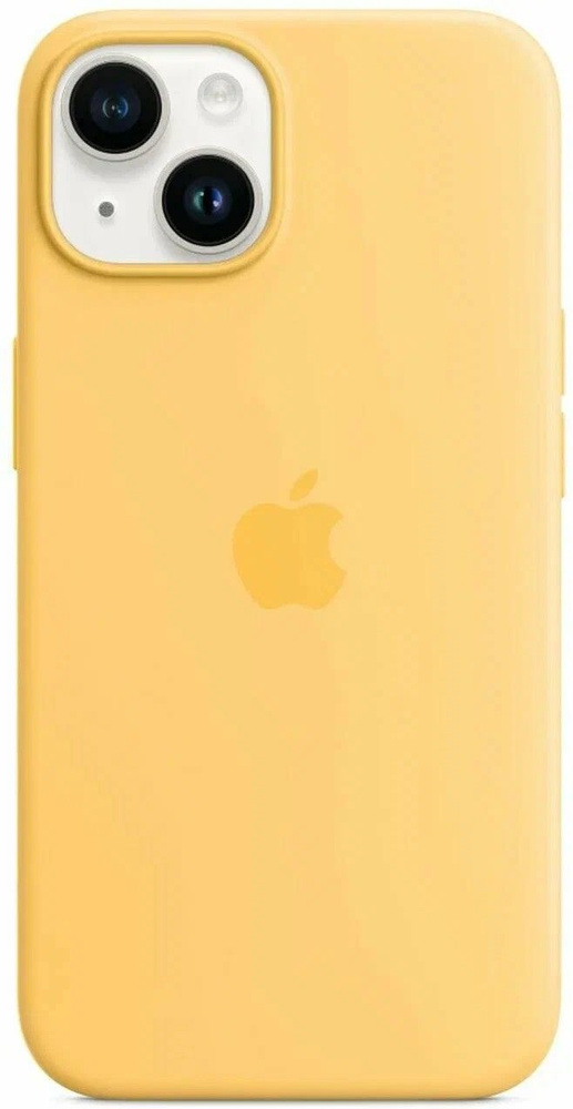 Силиконовый чехол для смартфона Silicone Case на iPhone 15 / Айфон 15 с логотипом, желтый  #1