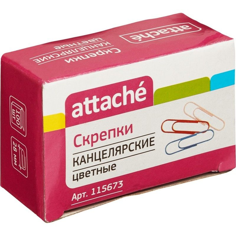 Скрепки 28мм ATTACHE С28-100П, цв, 100шт/уп (3 упаковки) #1