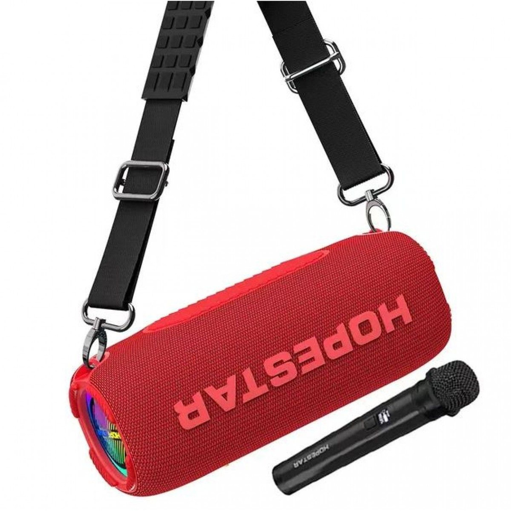 Колонка Bluetooth Mp3 Hopestar P32 Max, беспроводной микрофон, красная  #1