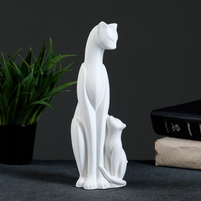 Декоративная фигурка Хорошие сувениры "Кошка с котенком" 21х7х7 см, белая  #1