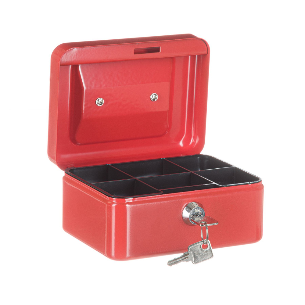 Ящик для денег SAFEBURG Keeper-15*6 Red Gloss, металлический кэшбокс, сейф для денег, тайник, шкатулка #1