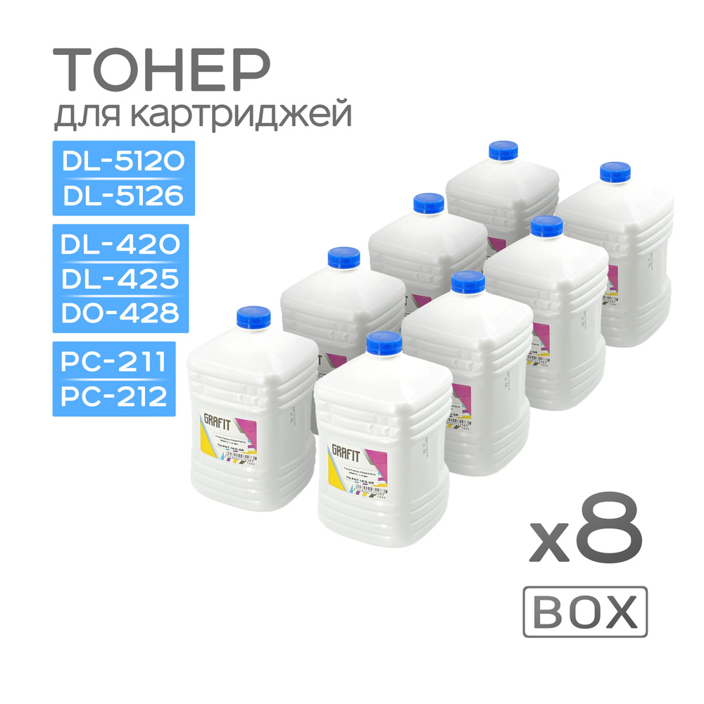 8шт. Тонер PC-211, PC-212, TN-420, TL-420, TL-5120, 8кг Black (Toner Grafit) #1