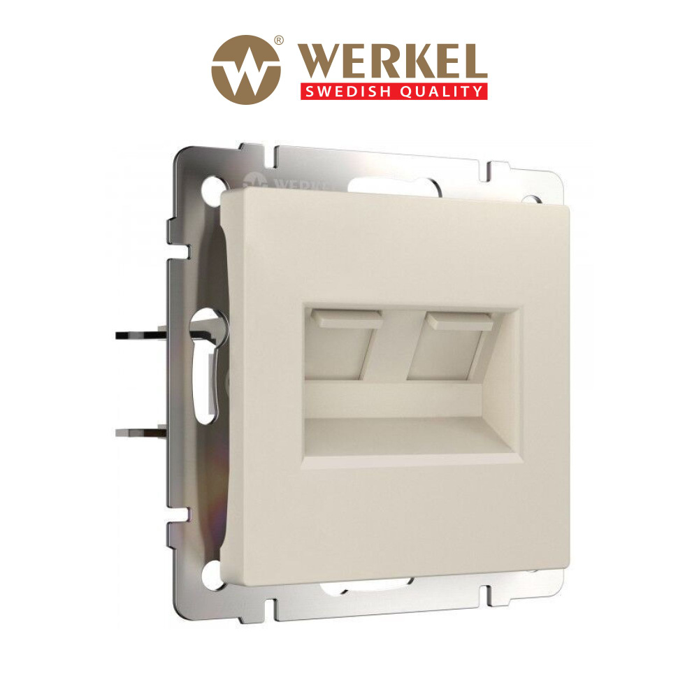 Розетка двойная встраиваемая скрытой установки Ethernet RJ-45 Werkel W1181162 айвори матовый  #1