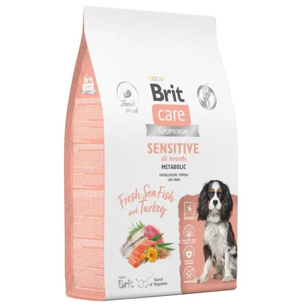 Brit Care Dog Adult Sensitive Metabolic 12 кг сухой корм для взрослых собак, с морской рыбой и индейкой #1