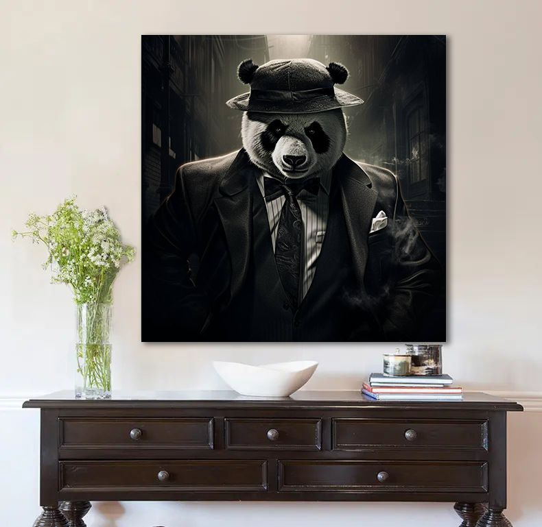 Большая картина стильная панда 80х80 см. #1
