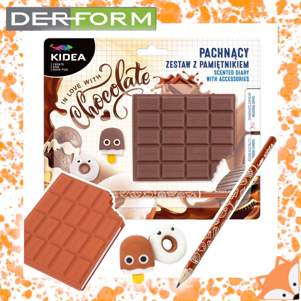 Блокнот - в форме шоколадки с ароматом шоколада с ластиками и карандашом  #1