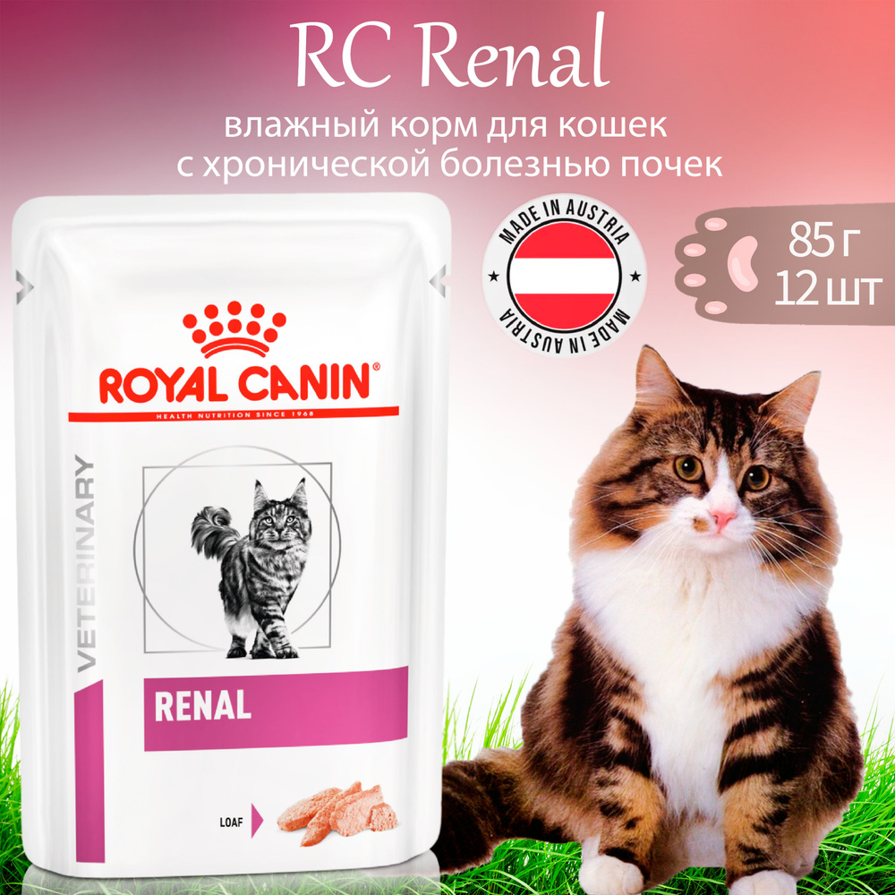 Royal Canin Renal 85г * 12шт влажный корм (паштет) для кошек с хронической болезнью почек  #1