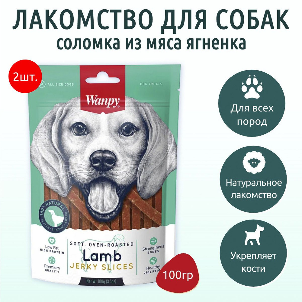 Wanpy Dog 200 г (2 упаковки по 100 грамм) соломка из мяса ягненка. Ванпи Дог  #1