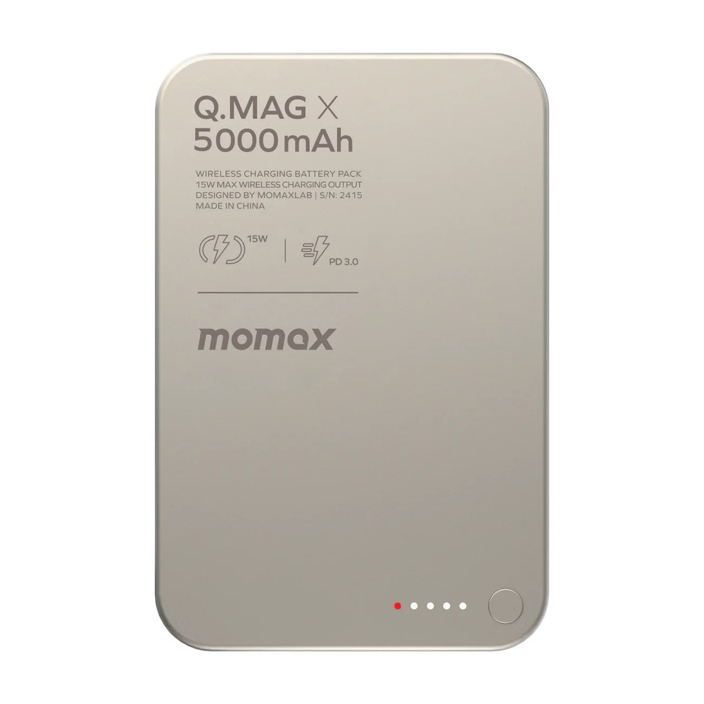 Беспроводной дополнительный аккумулятор (MagSafe) Momax Q.Mag X 5000 Ультратонкий Titanium  #1