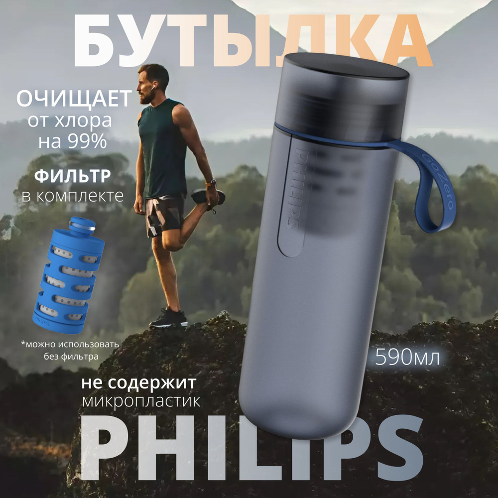 Спортивная бутылка для воды Philips AWP2712, темно-серая #1
