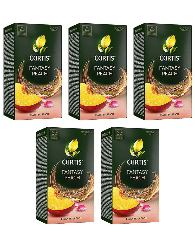 Чай зелёный Curtis Fantasy Peach, 1.5 гр x 25 пакетиков, 5 уп #1