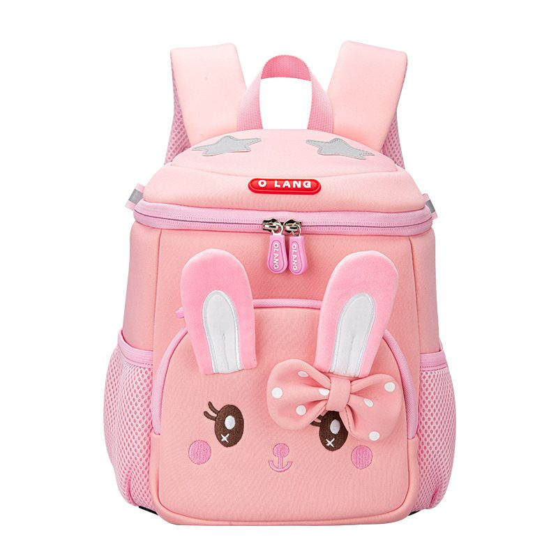 Детский маленький рюкзак для девочки дошкольный с принтом зайчик розовый в садик  #1