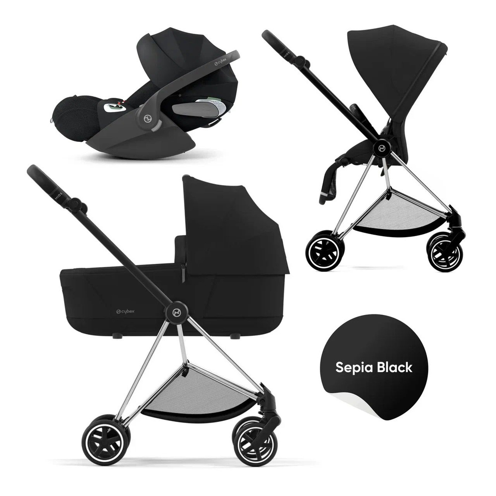 Cybex Mios III Коляска 3 в 1, шасси Chrome/Детали Black/Текстиль Sepia Black  #1