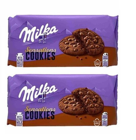 Печенье Milka Cookie Sensations с какао и кусочками молочнго шоколада, 2 шт. по 156 гр. (Швейцария)  #1