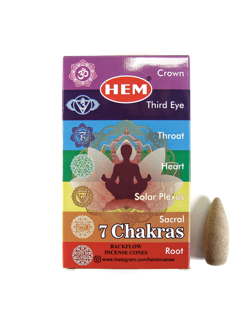 HEM 7 Чакр - 10 шт, ароматические благовония, пуля, стелющийся дым, 7 Chakras - ХЕМ  #1